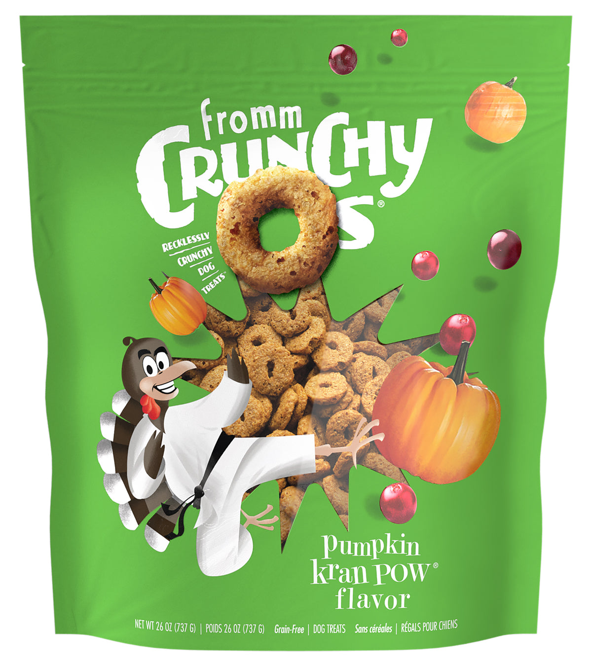 Crunchy O's Pumpkin Kran POW citrouille et canneberges - gâteries pour chien