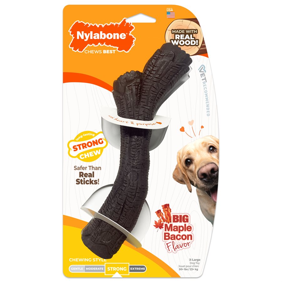 Os Power Chew en vrai bois saveur de bacon à l'érable très grand - os à mâcher pour chien