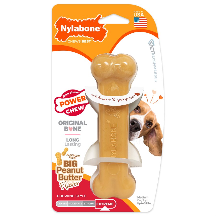 Os à mâcher DuraChew original saveur de beurre d'arachide pour chien - Nylabone