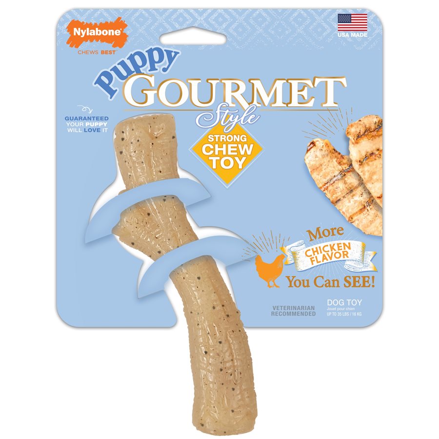 Bâton à mâcher Gourmet Style durable saveur de poulet moyen et loup pour chiot