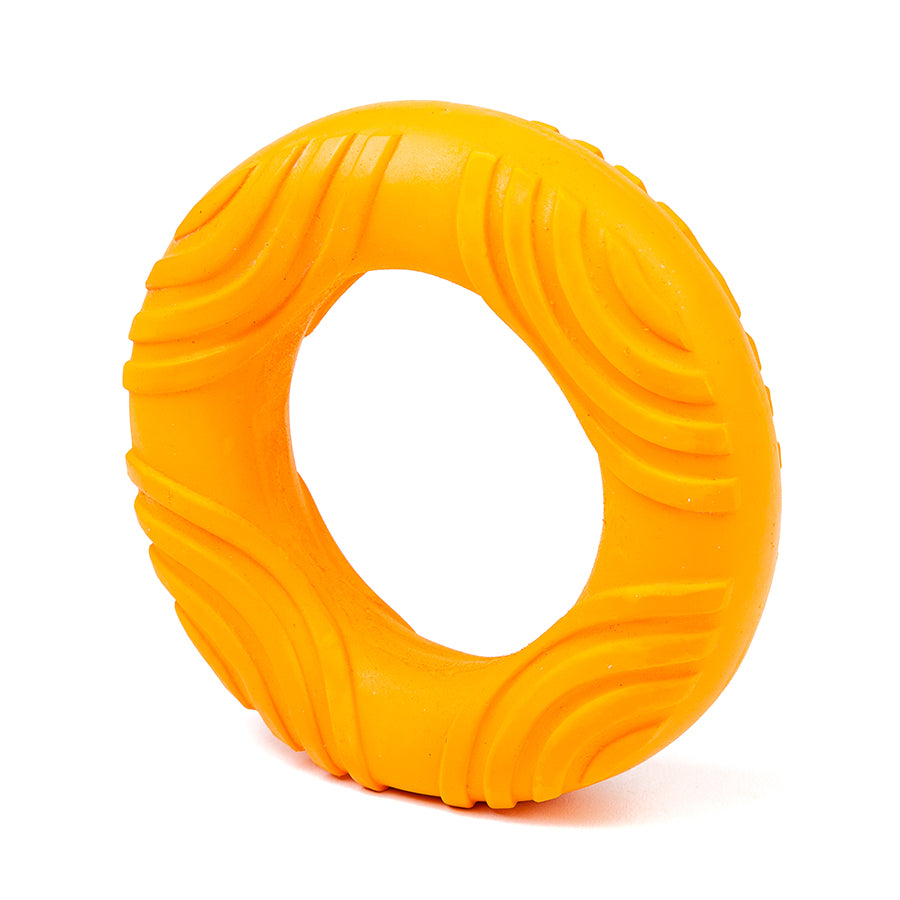 Jouet en latex pour chien anneau couleur éclatante orange 13,5 cm