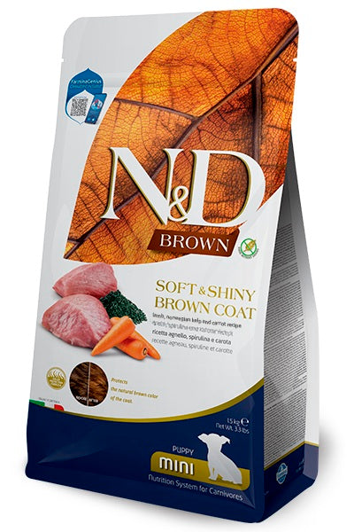 Nourriture sèche N&D Brown sans grains pour chiot au pelage brun