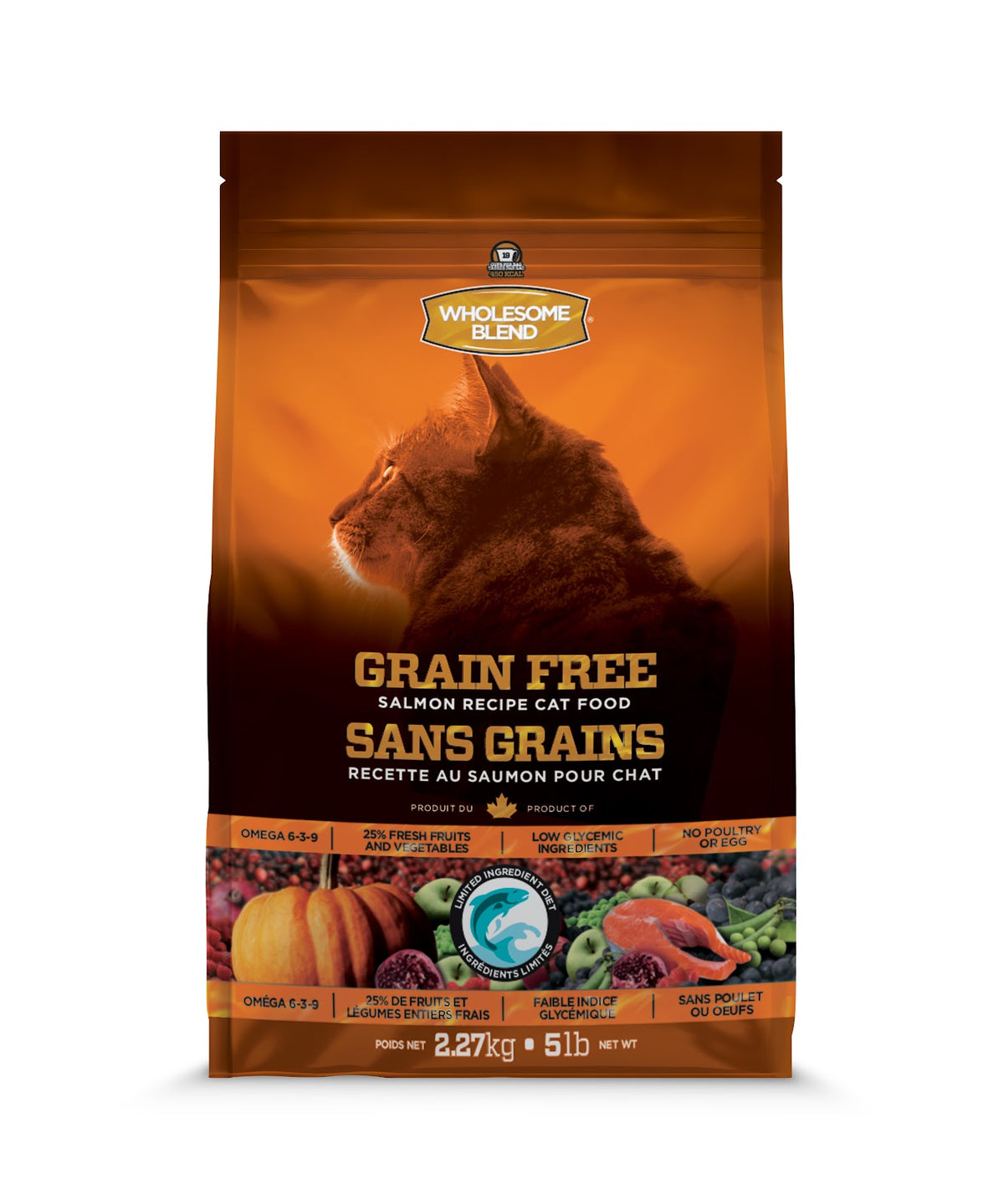 Sans grains saumon ingrédients limités Wholesome Blend - nourriture sèche pour chat