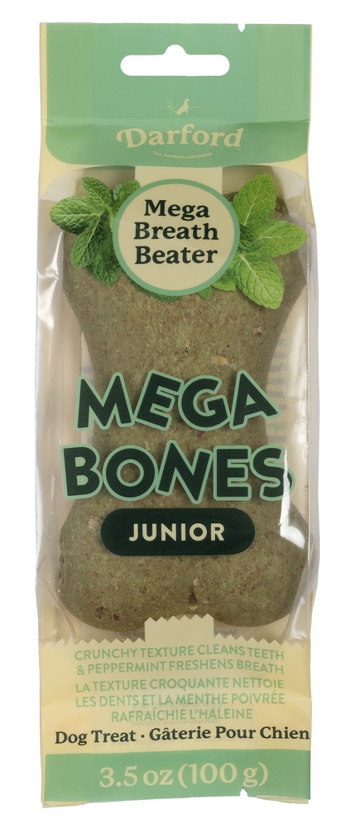 Gâteries Mega-Bones! Junior à la menthe poivrée et persil pour chien, 3,5 oz