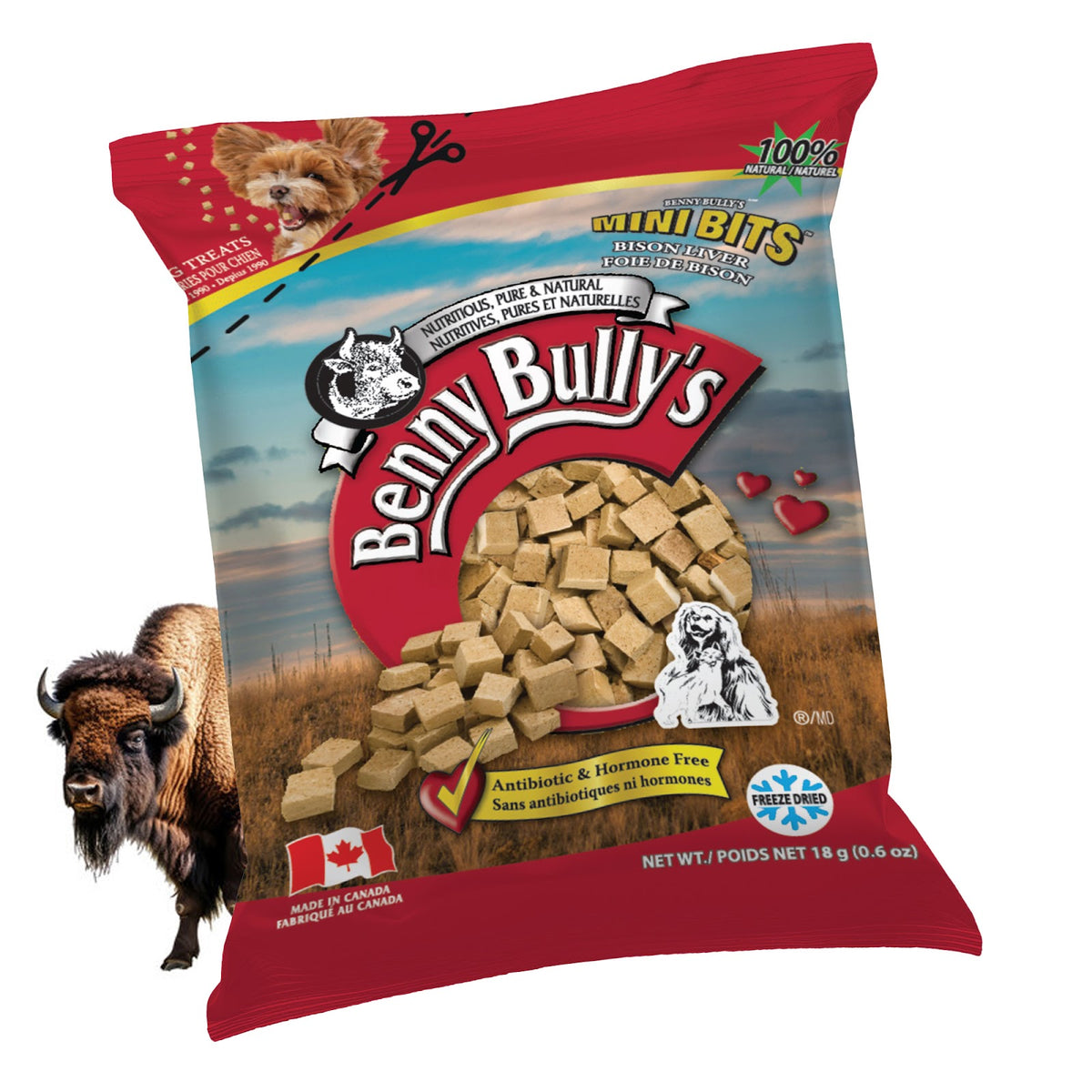 Gâteries en mini bouchées pour chien en mini sac