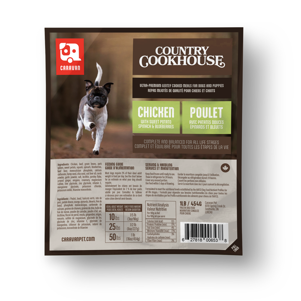 Nourriture légèrement cuite Country Cookhouse au poulet pour chien - Caravan