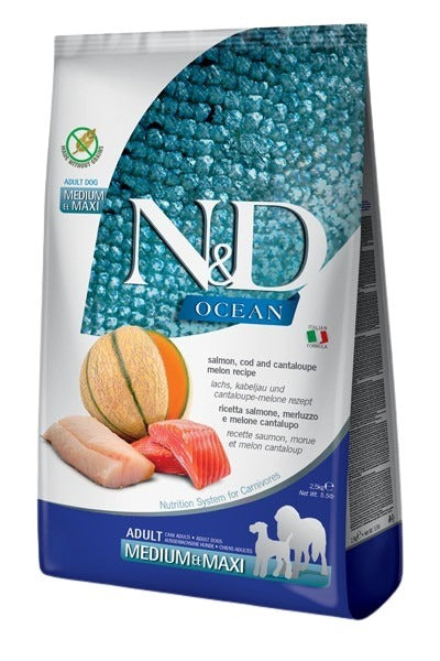 Nourriture sèche N&D Ocean sans grains pour chien de races moyennes et grandes