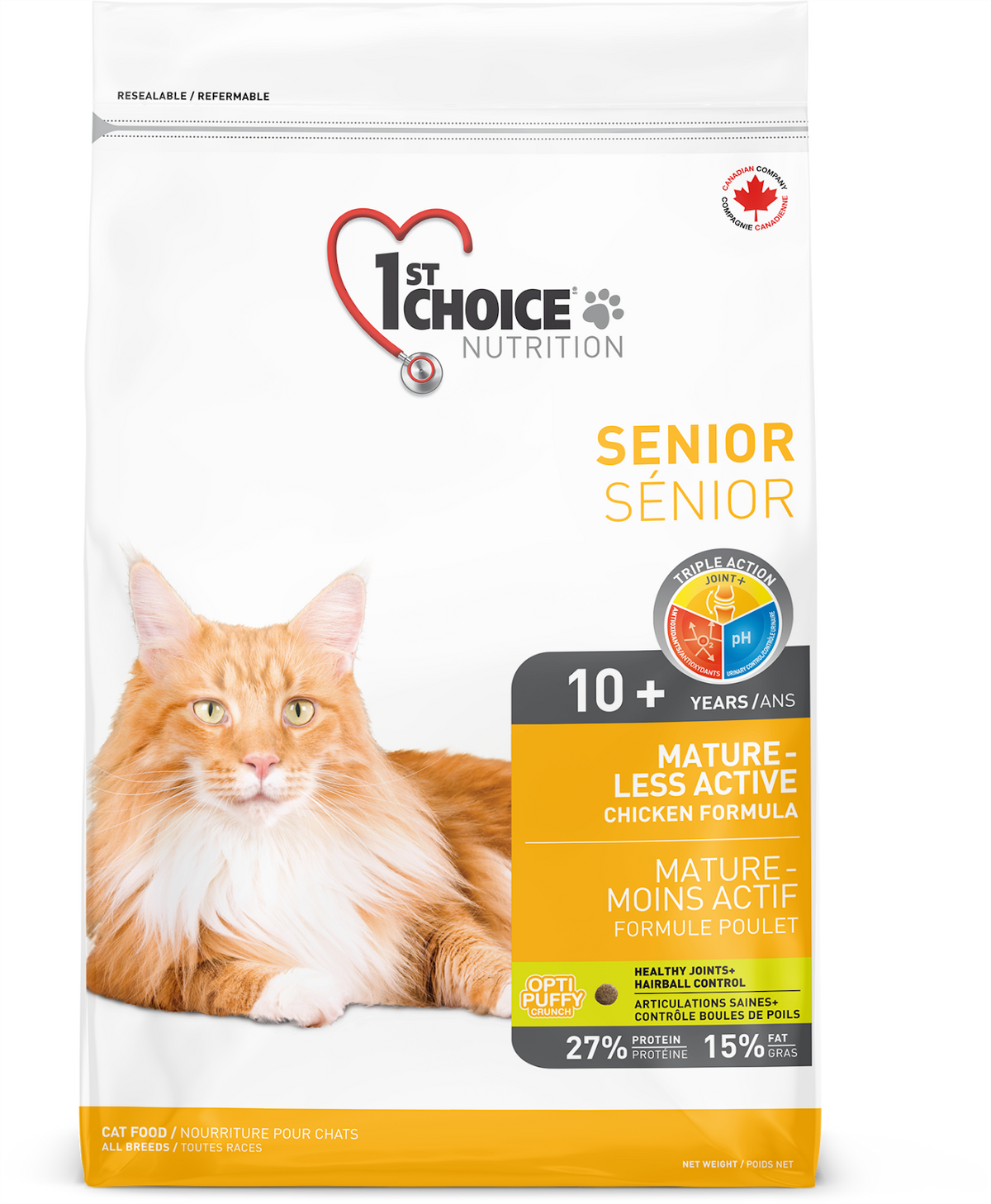 Mature et moins actif poulet 1st Choice - nourriture sèche pour chat