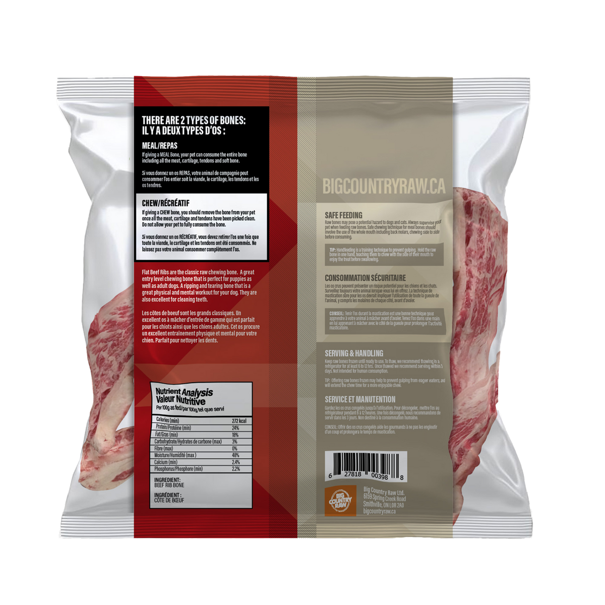 Petites côtes de bœuf 1 lb - os cru pour chien