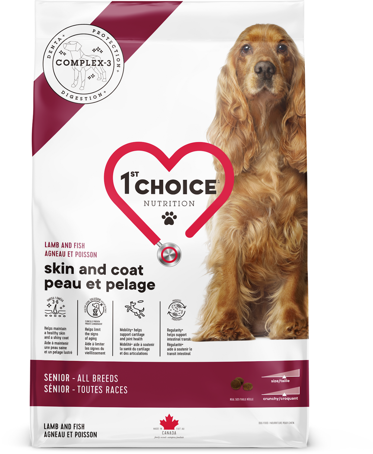 Nourriture pour chien sénior peau et pelage - Agneau et poisson