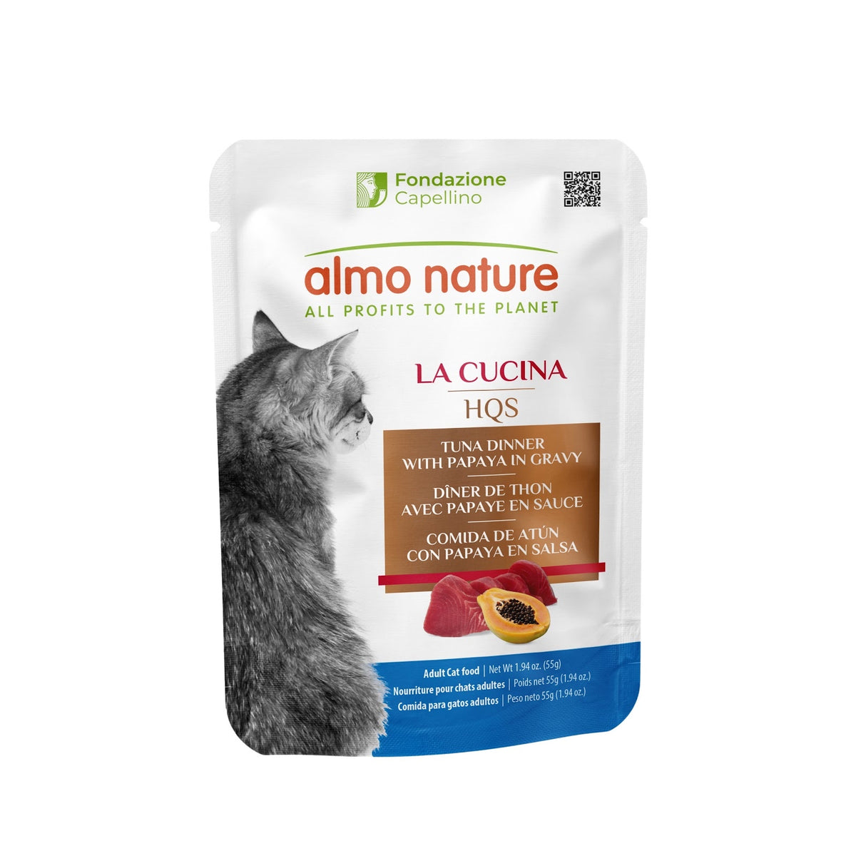 Pochette HQS La Cucina au thon et papaye en sauce pour chat 55 g