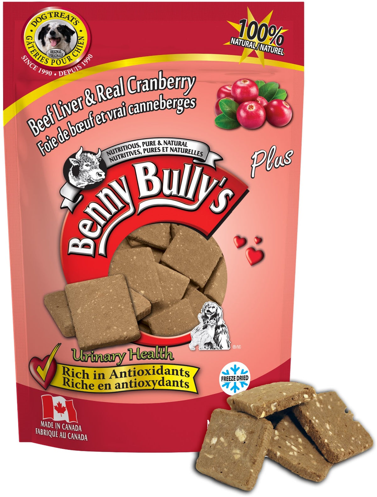 Gâteries au foie de bœuf plus canneberges pour chien 58 g