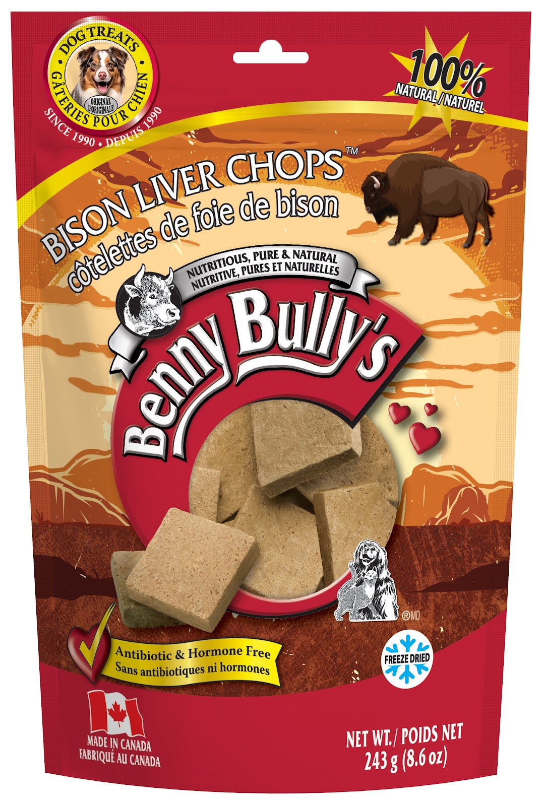 Gâteries côtelettes au foie de bison pour chien - Benny Bully's