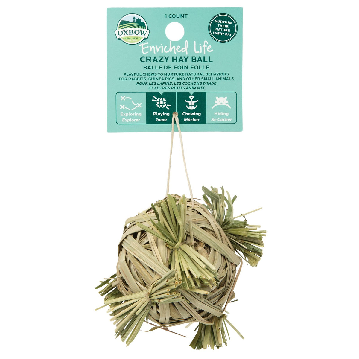 Gâterie à mâcher Enriched Life jouet à rouler balle de foin folle pour rongeur