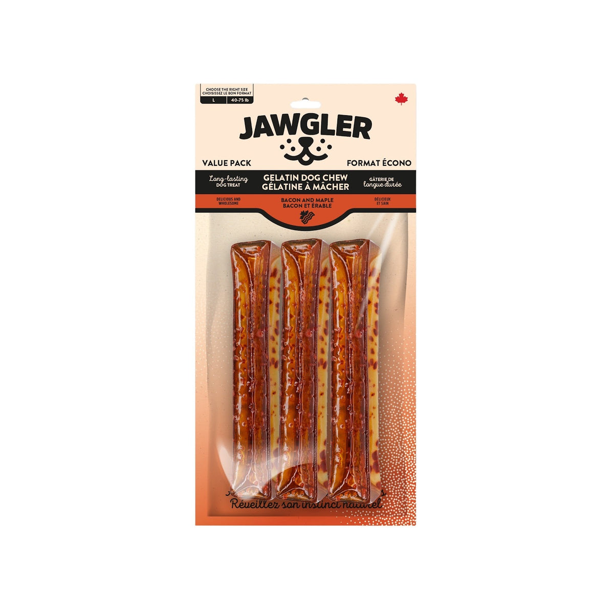 Bâtons de gélatine à mâcher en paquet de 3, bacon et érable