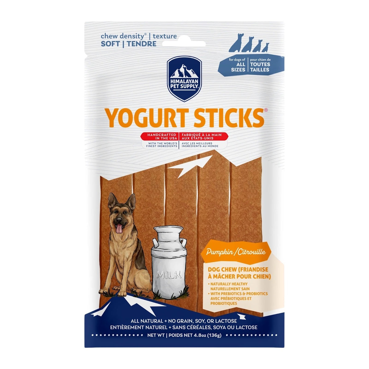 Gâteries bâtonnets de yogourt à la citrouille pour chien 4,8 oz