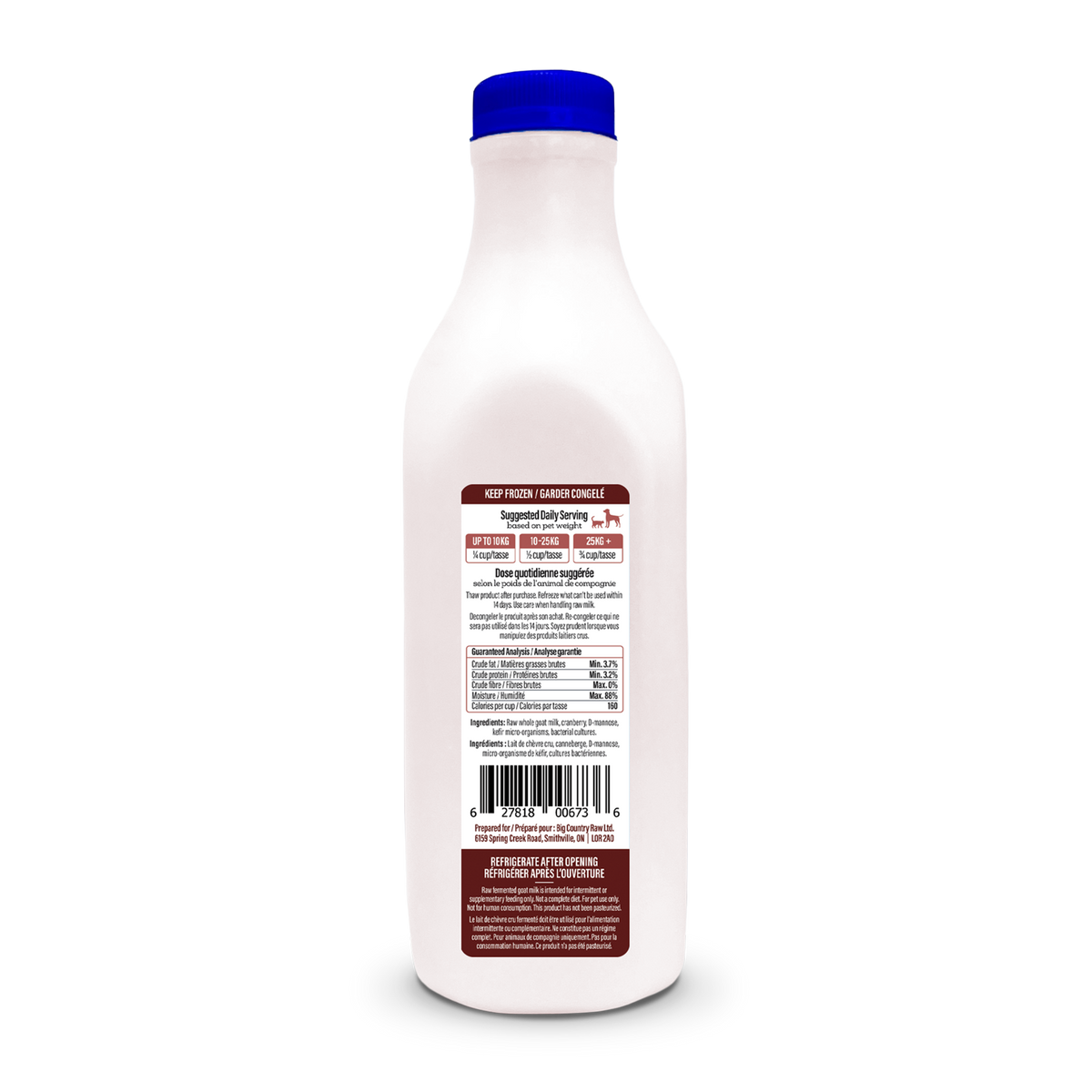 Lait de chèvre cru fermenté - supplément pour chien et chat