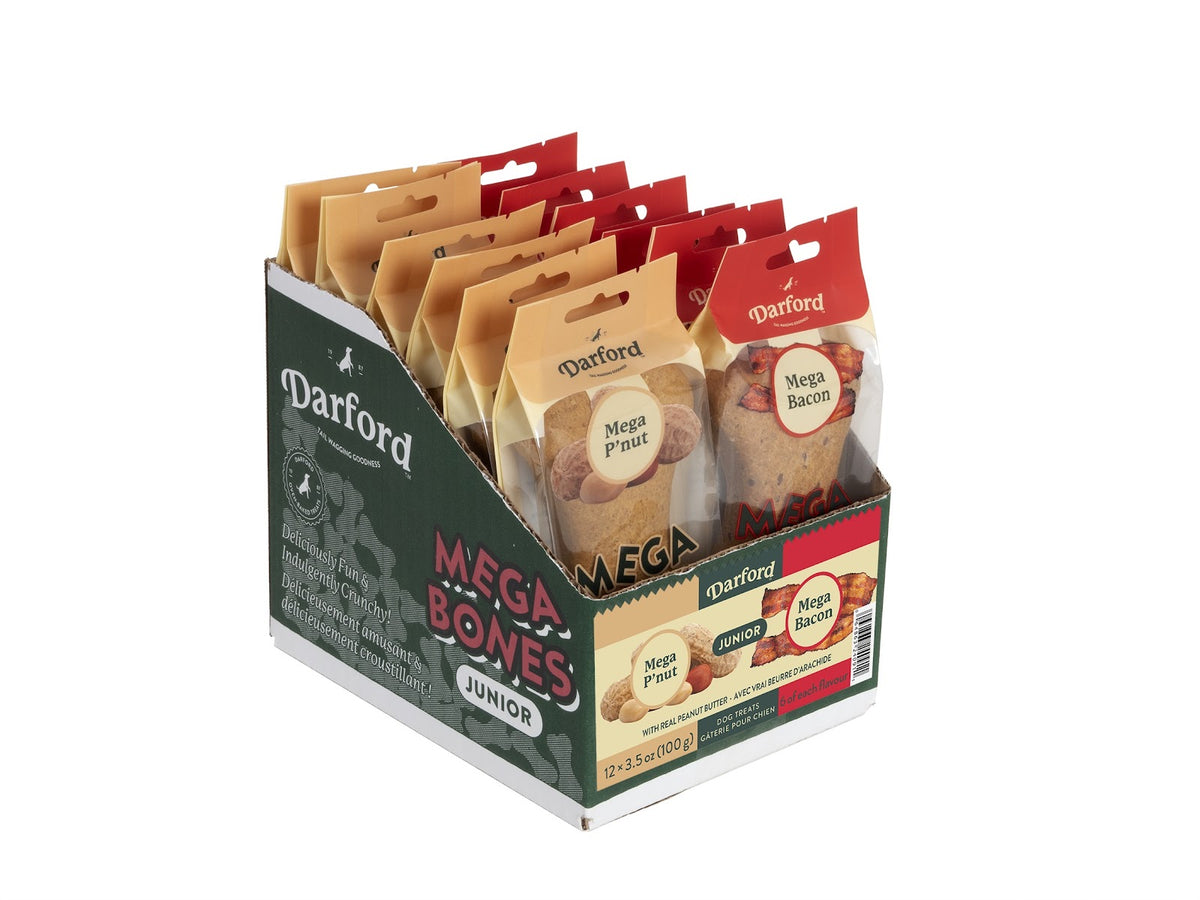 Gâteries Mega-Bones! junior assortiment bacon et arachides pour chien 3,5 oz
