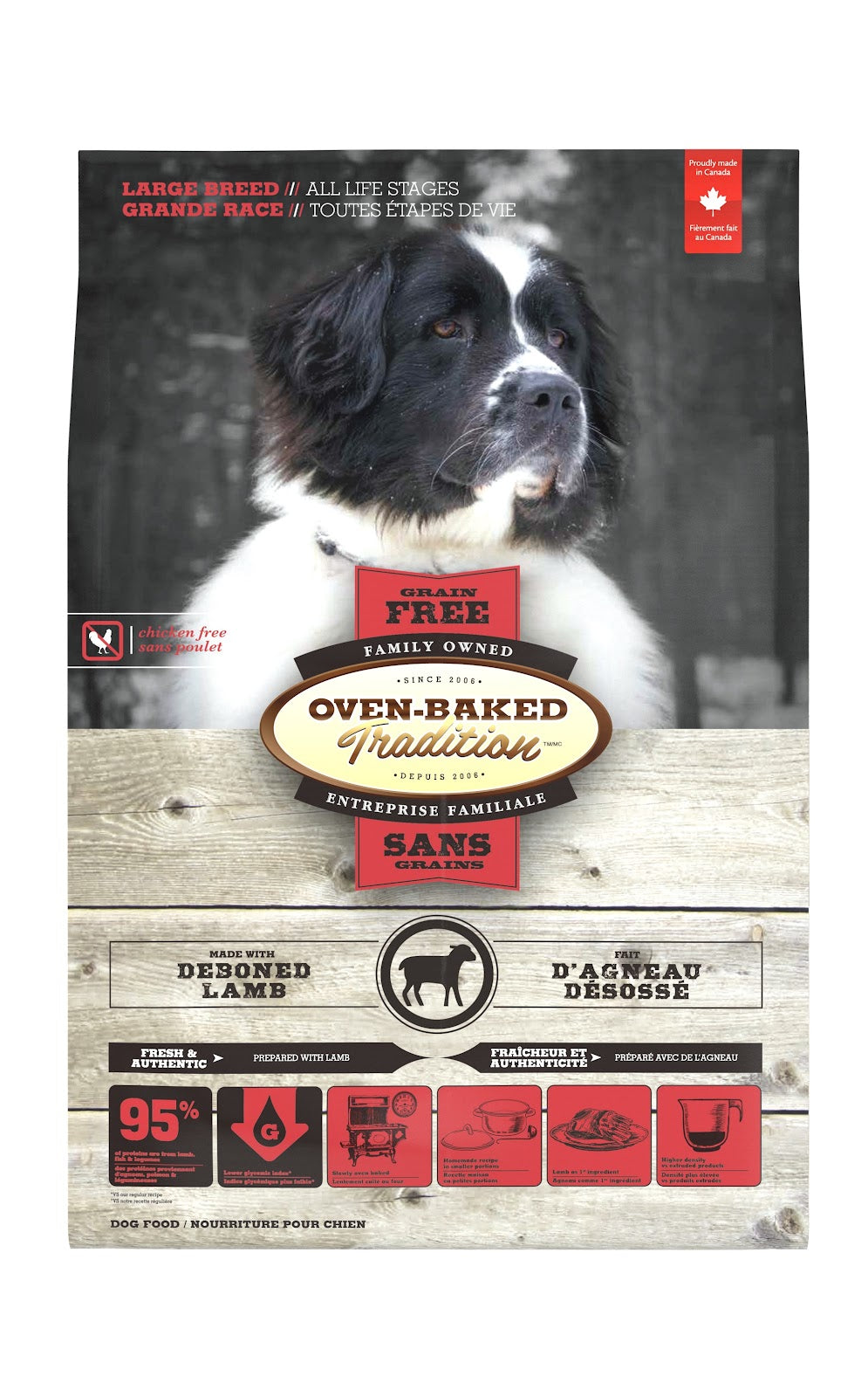 Nourriture sèche sans grains pour chien de grande race