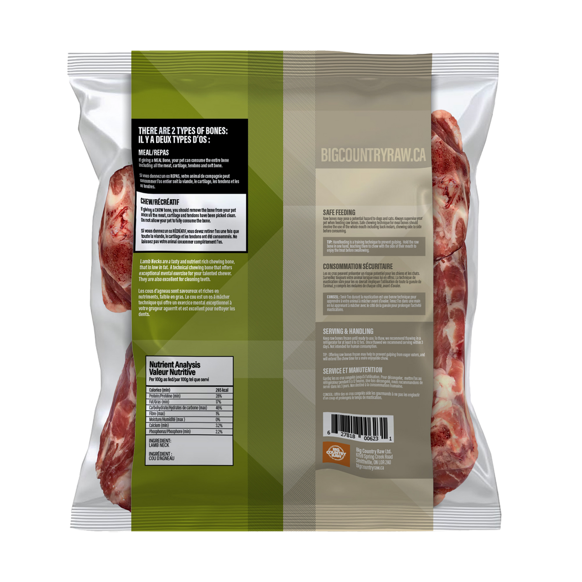 Cou d'agneau 2 lb - os cru pour chien