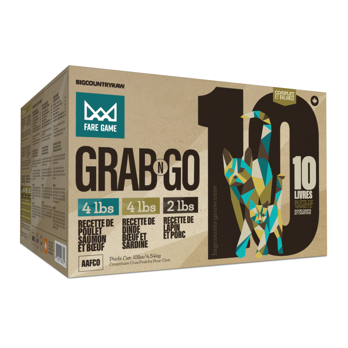 Fare Game boîte variété Grab N Go 10 lb - nourriture crue pour chat
