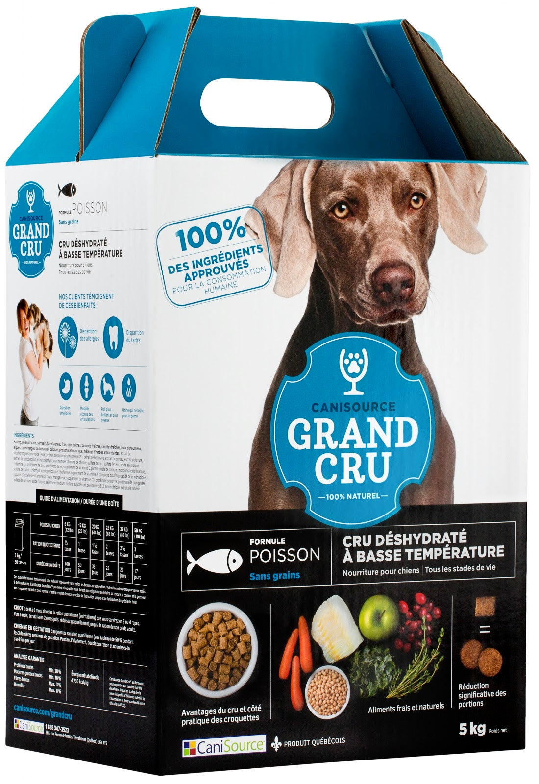 Nourriture déshydratée Grand Cru sans grains pour chien