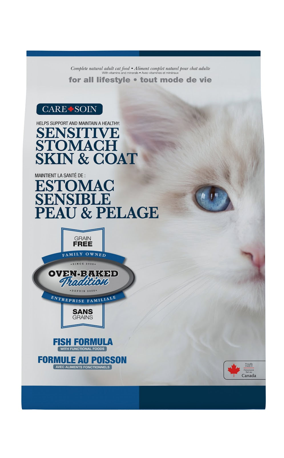 Nourriture sèche sans grains peau et estomac pour chat
