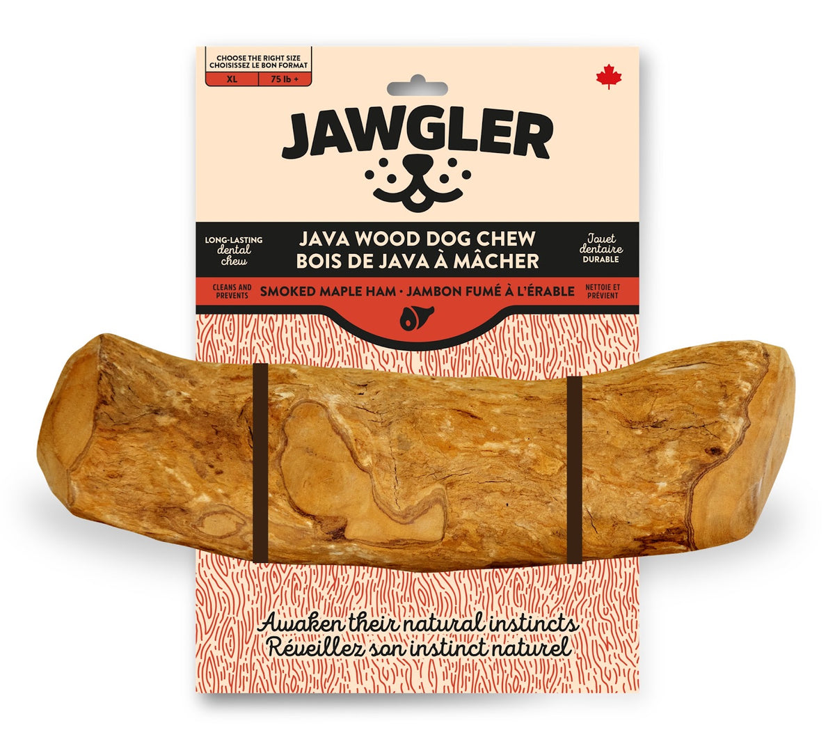 Bois de Java à mâcher, jambon fumé à l'érable