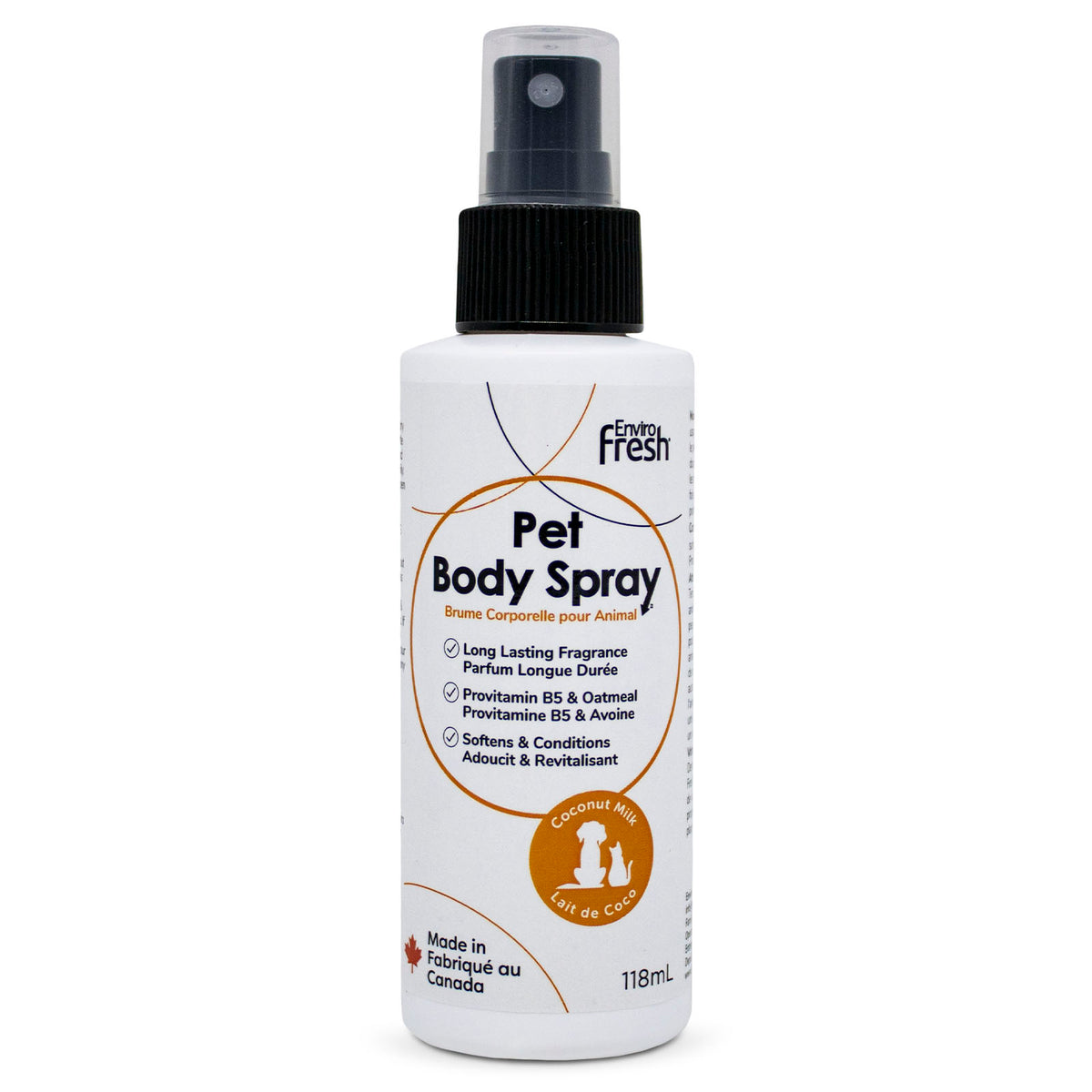 Brume corporelle provitamine B5 et avoine au lait de coco pour chien 118 ml
