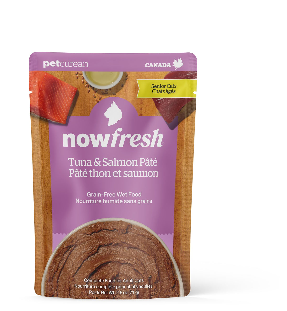 Pâté sans grains au thon et saumon pour chat sénior 2,5 oz