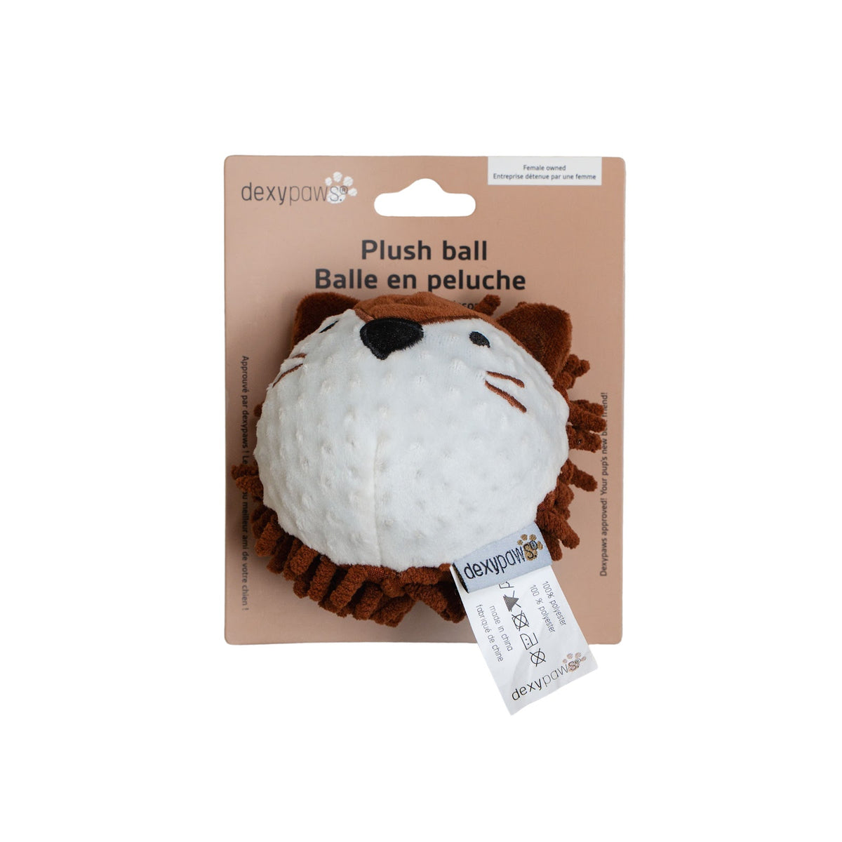 Peluche hérisson avec balle intégrée pour chien