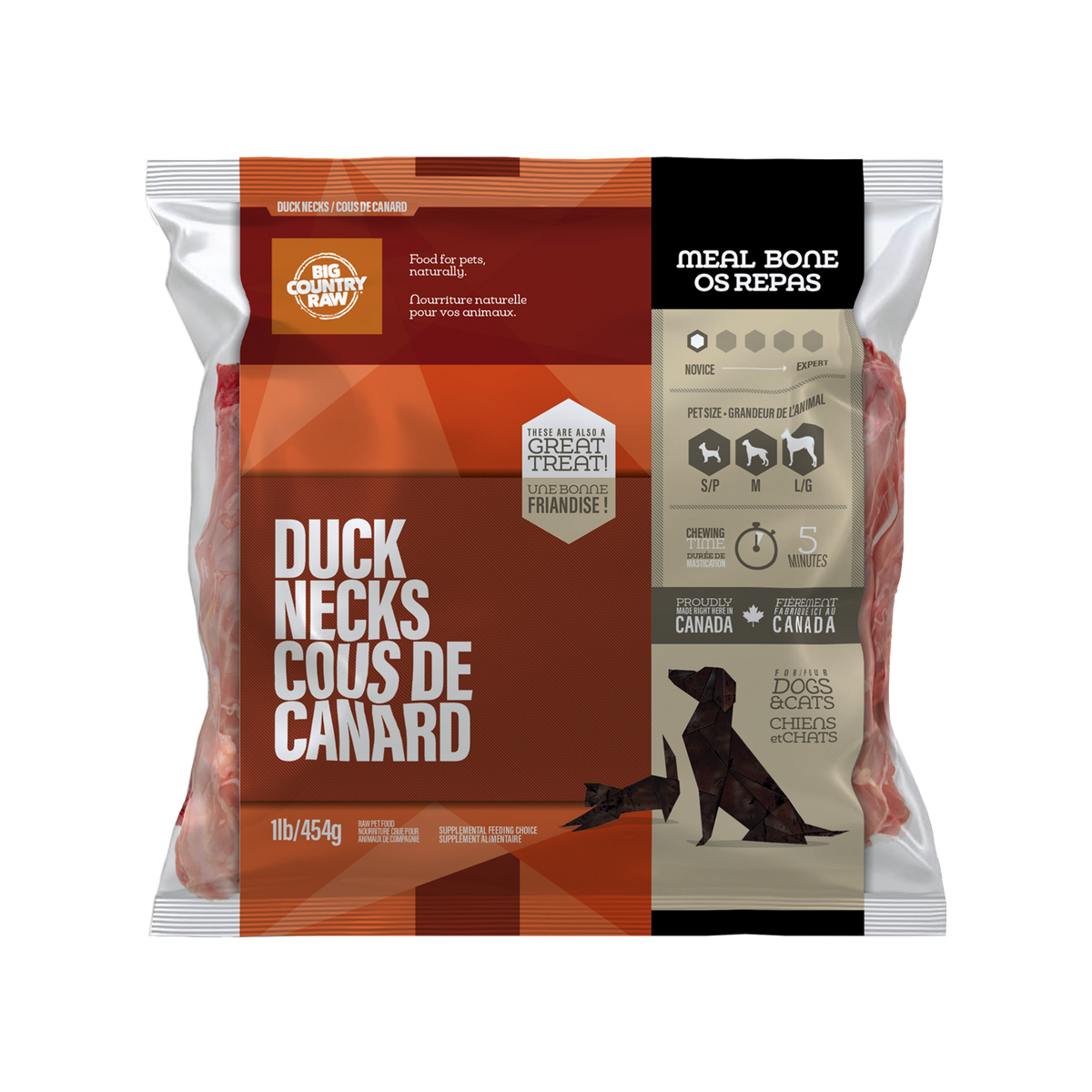 Cous de canard 1 lb - os cru pour chien et chat