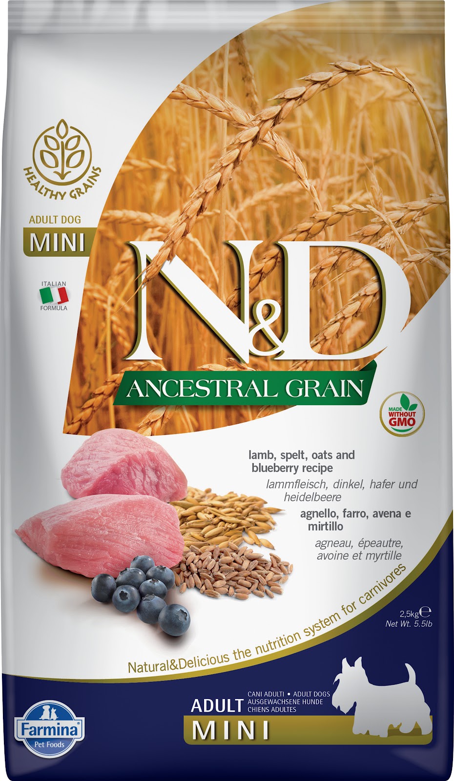 Nourriture sèche N&D Grains ancestraux pour chien de races mini