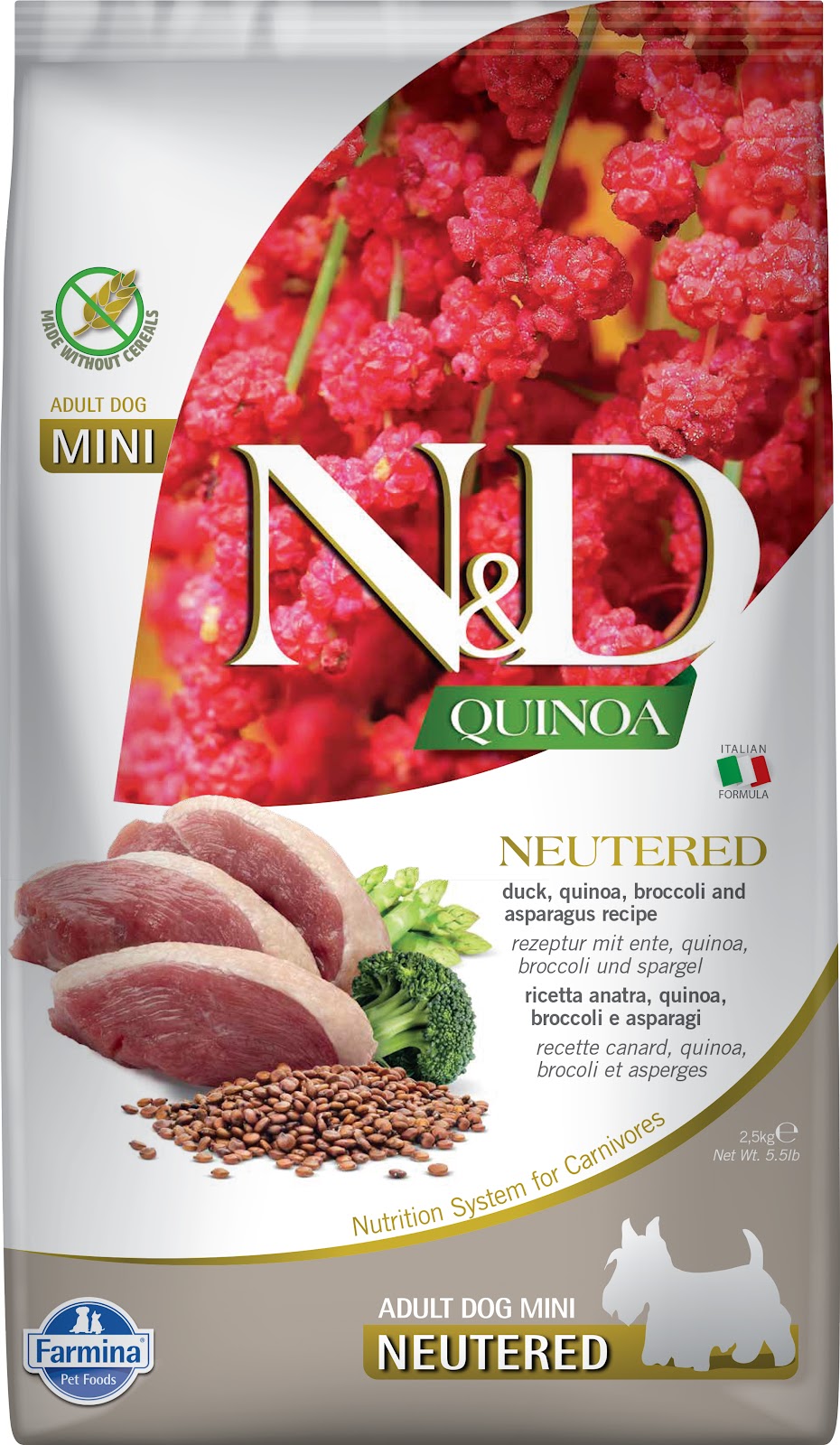 Quinoa stérilisé sans grains canard et brocoli Farmina - nourriture sèche pour chien