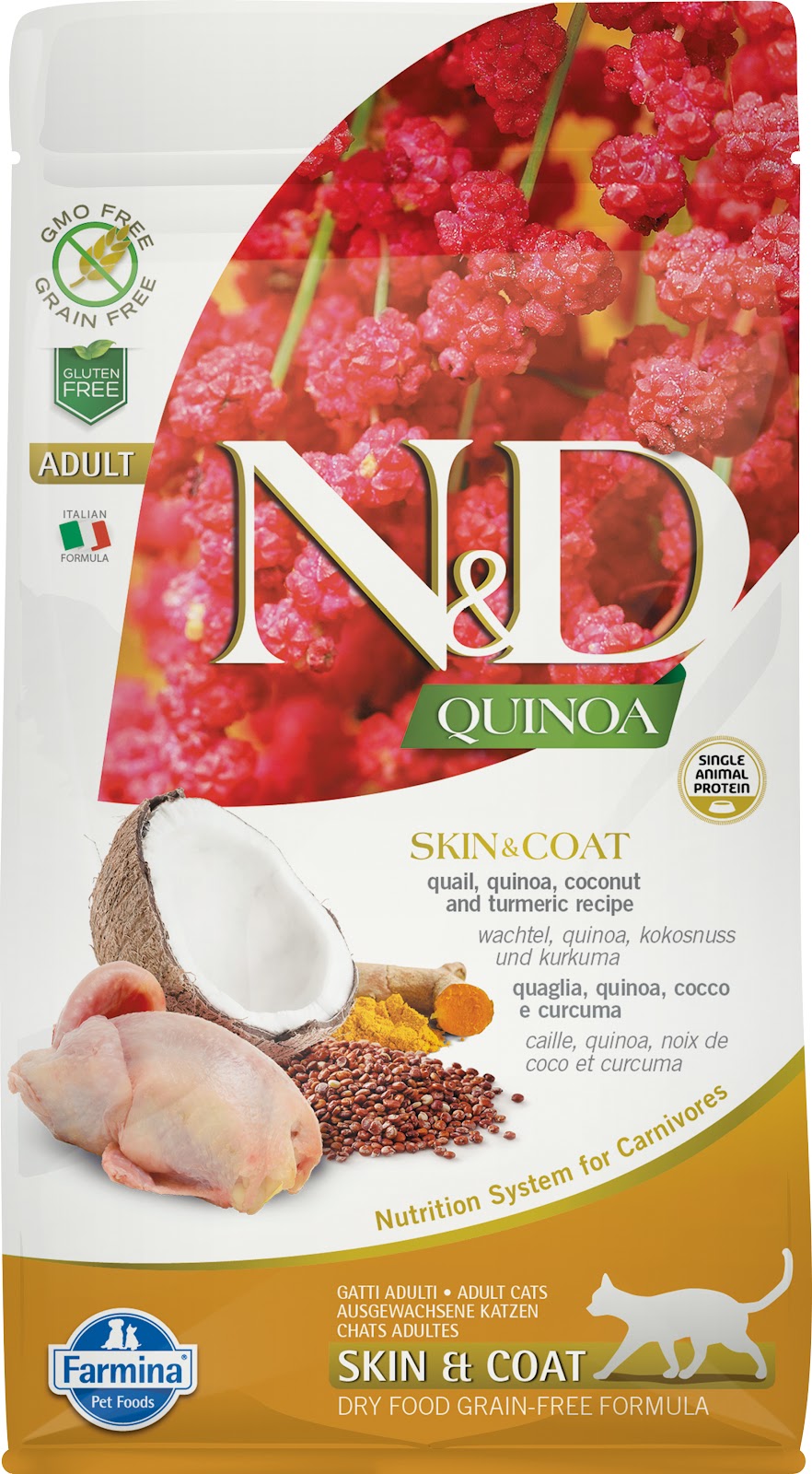 Nourriture sèche N&D Quinoa Peau et poils sans grains pour chat