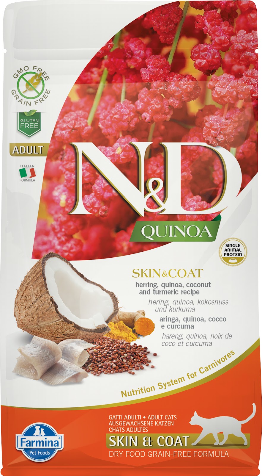 Nourriture sèche N&D Quinoa Peau et poils sans grains pour chat