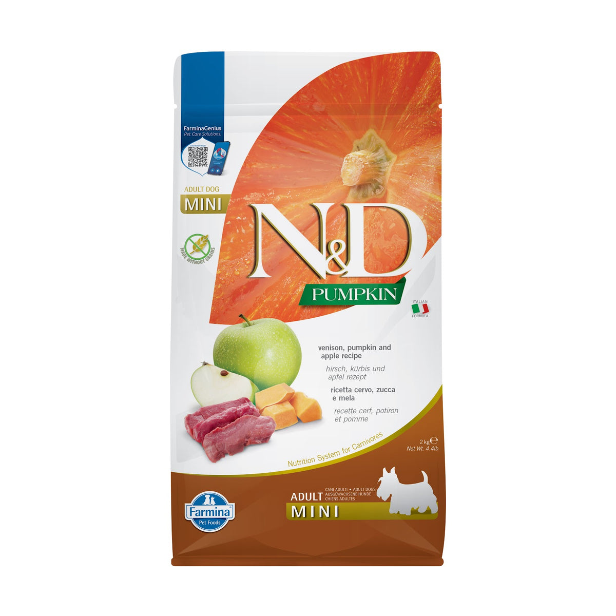 Nourriture sèche N&D Citrouille sans grains pour chien de races mini
