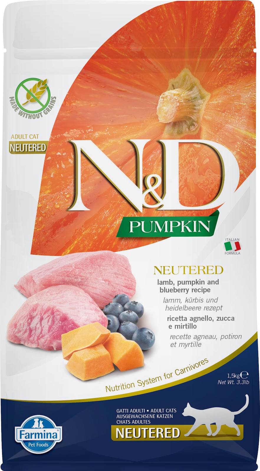 Nourriture sèche N&D Citrouille sans grains pour chat