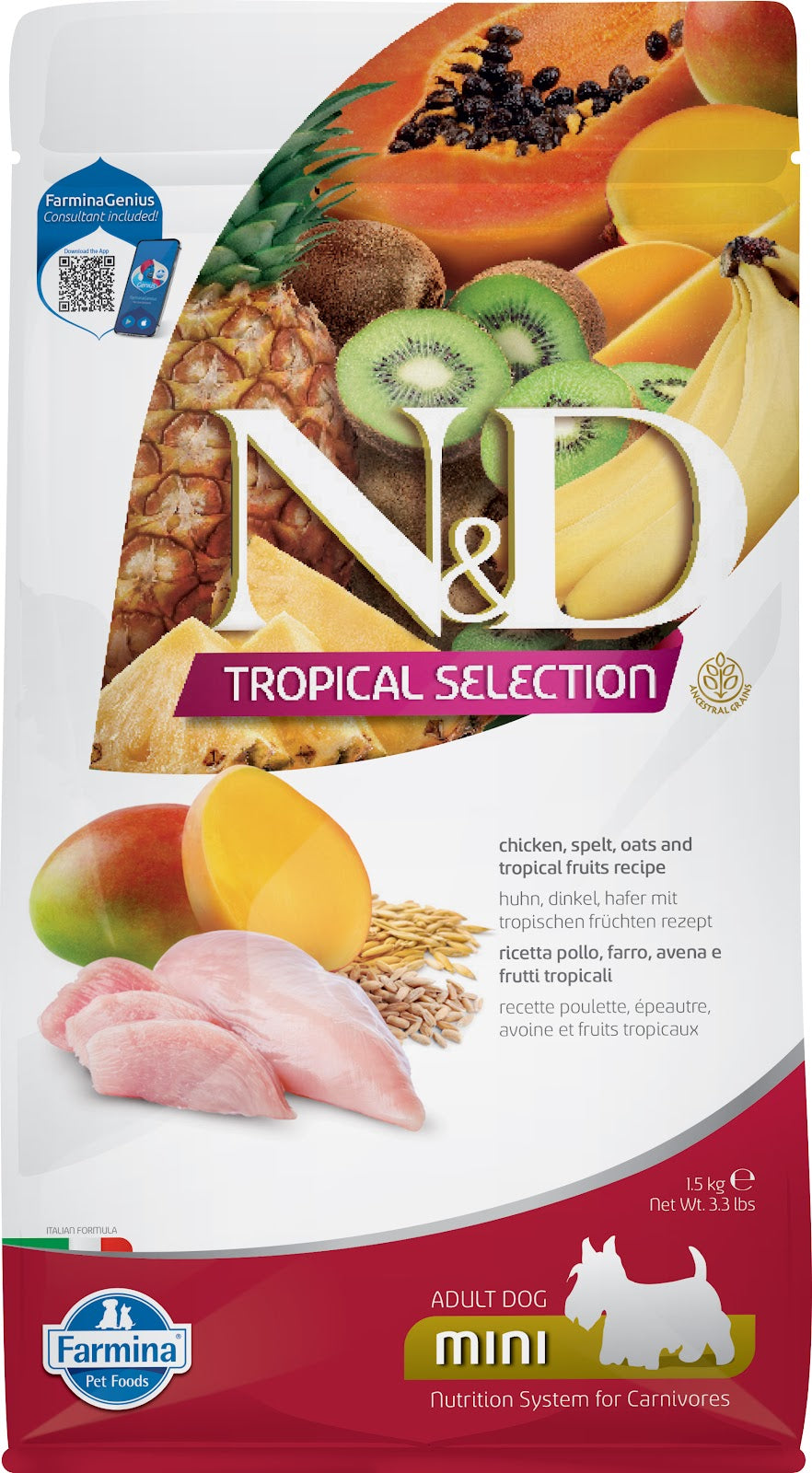 Nourriture sèche N&D Tropical Selection pour chien de races mini