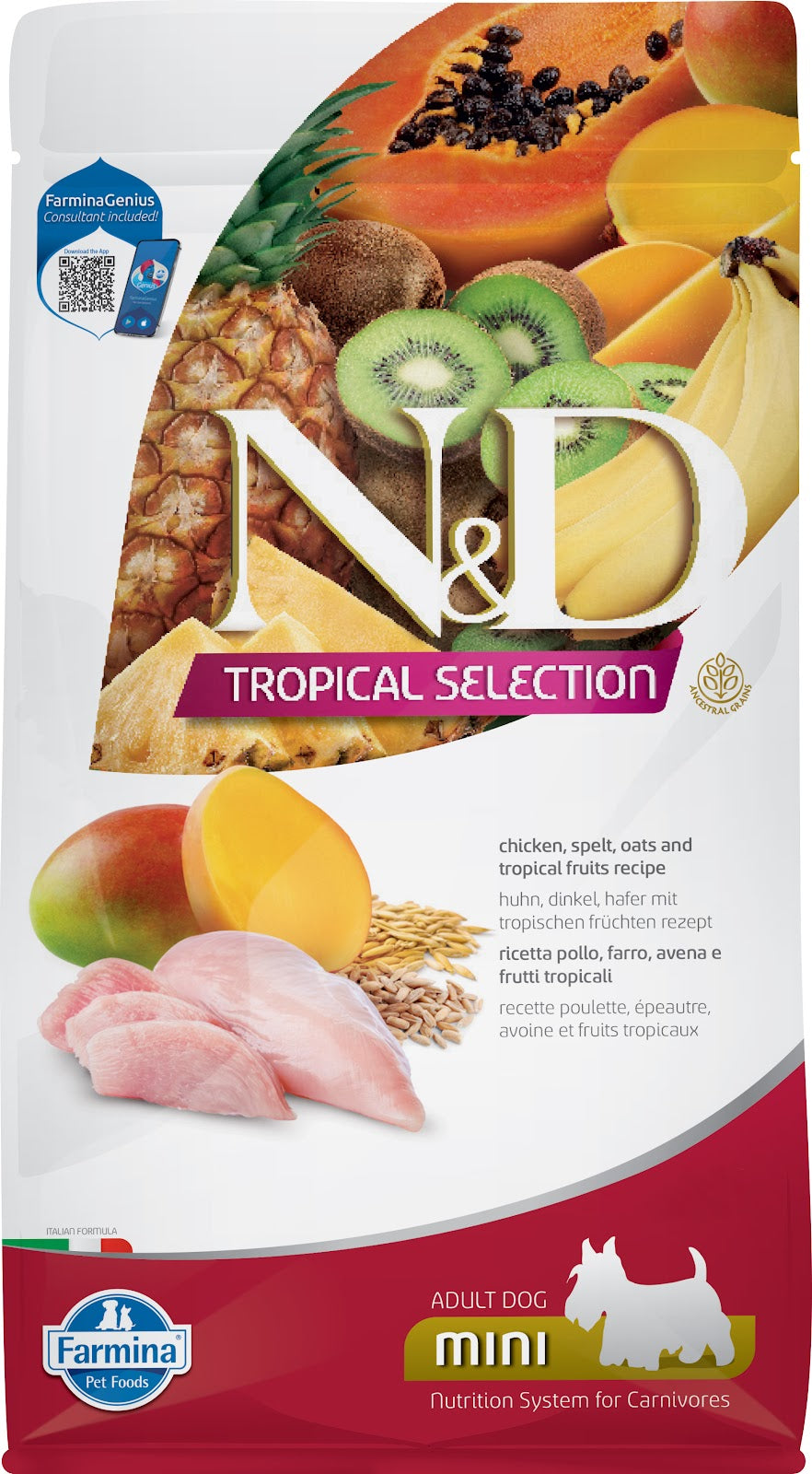 Nourriture sèche N&D Tropical Selection pour chien de races mini