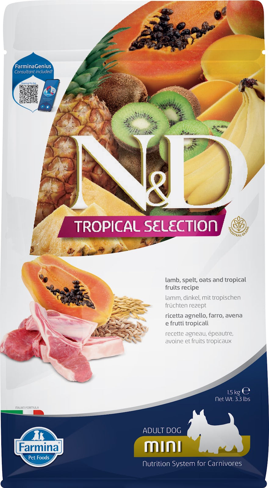 Nourriture sèche N&D Tropical Selection pour chien de races mini