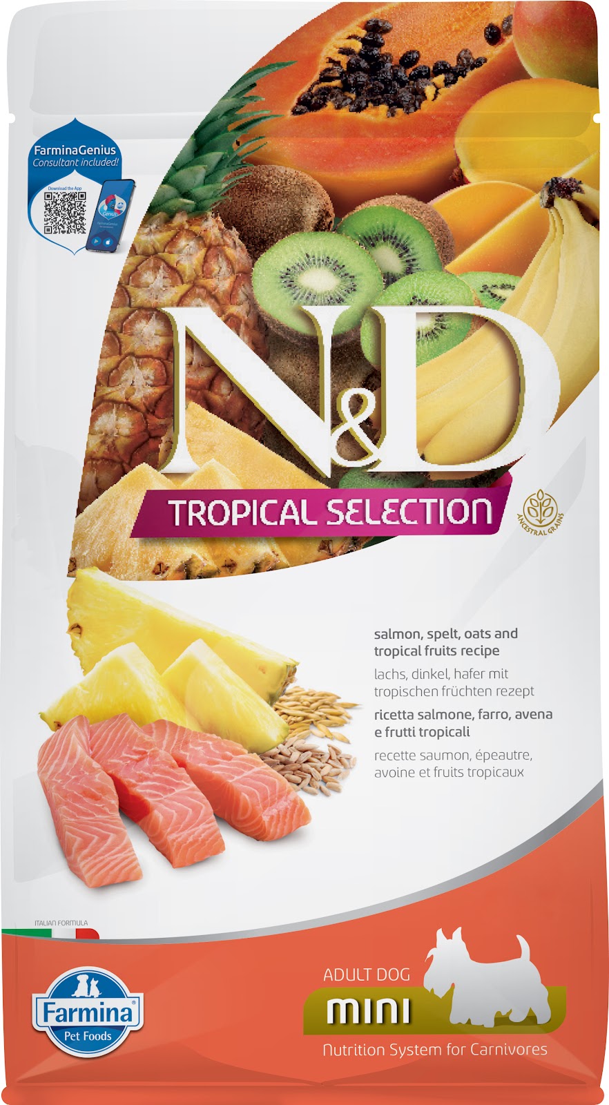 Nourriture Tropical Selection au saumon pour chien races mini - Farmina
