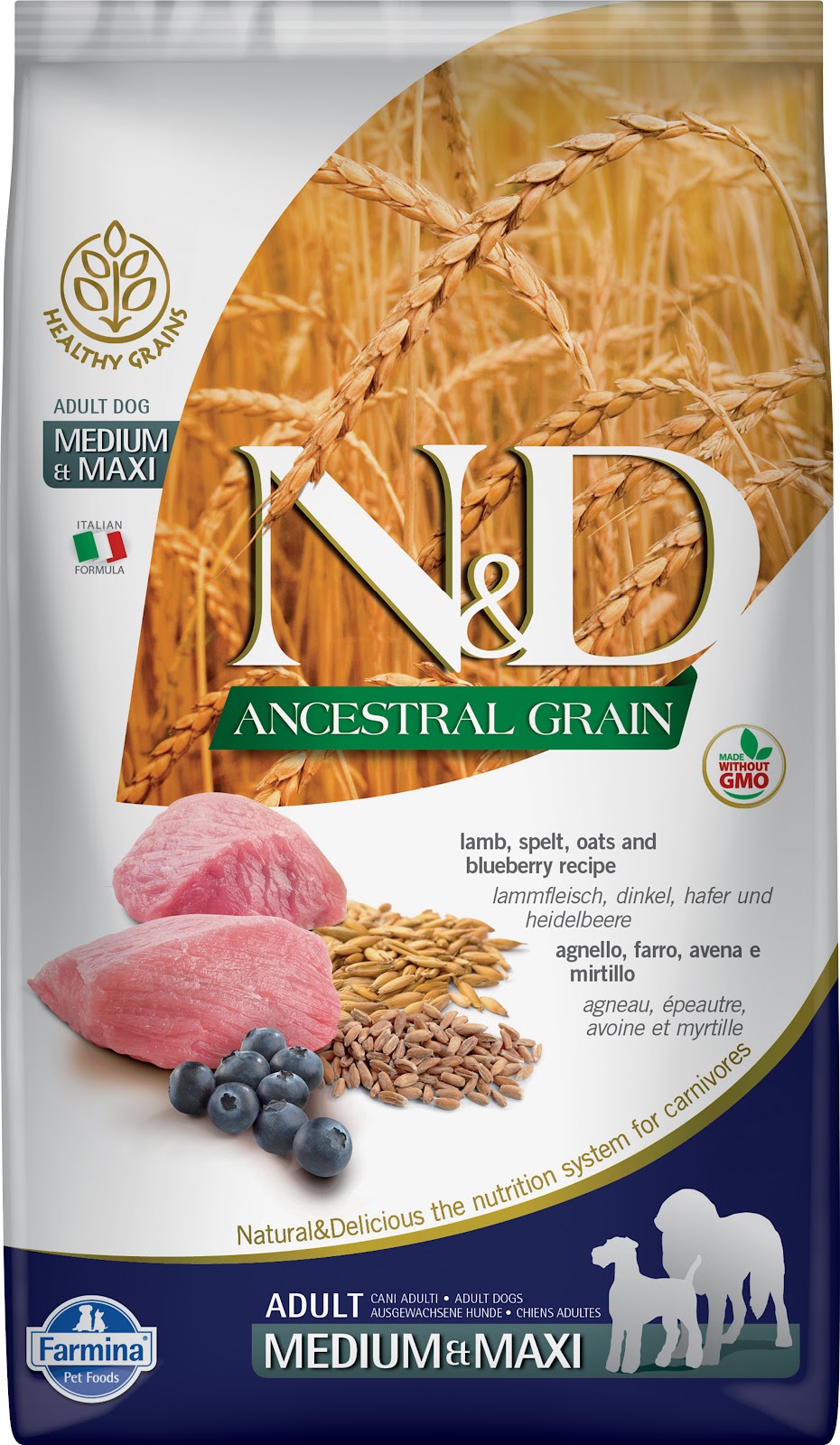 Nourriture sèche N&D Grains ancestraux pour chien de races moyennes et grandes