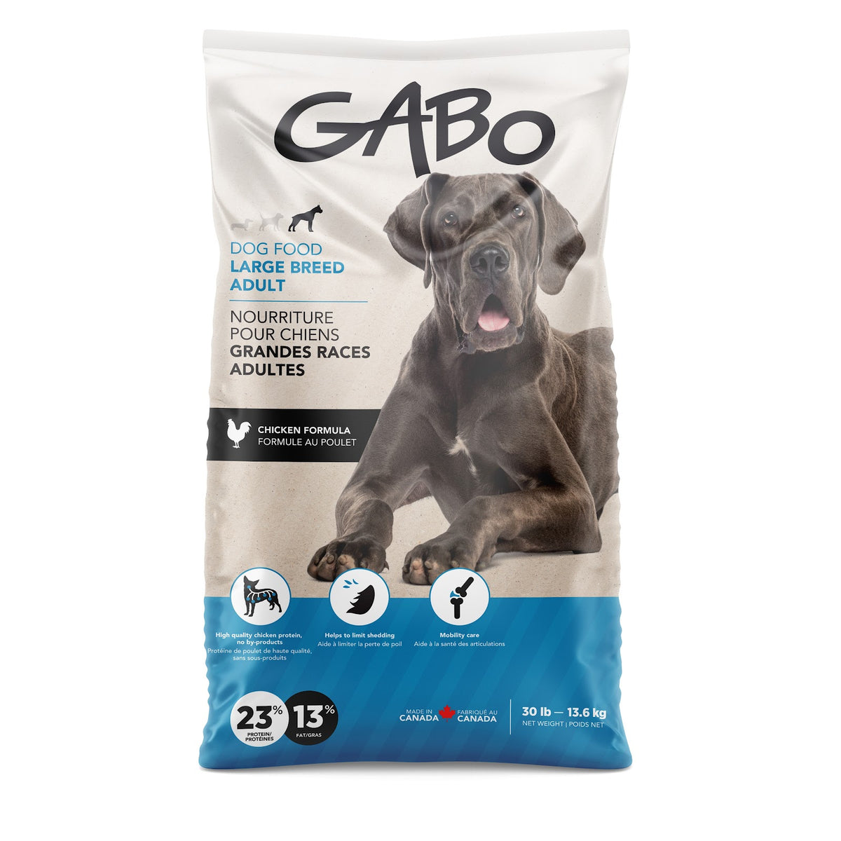 Nourriture pour chien adulte de grande race, poulet 30 lb