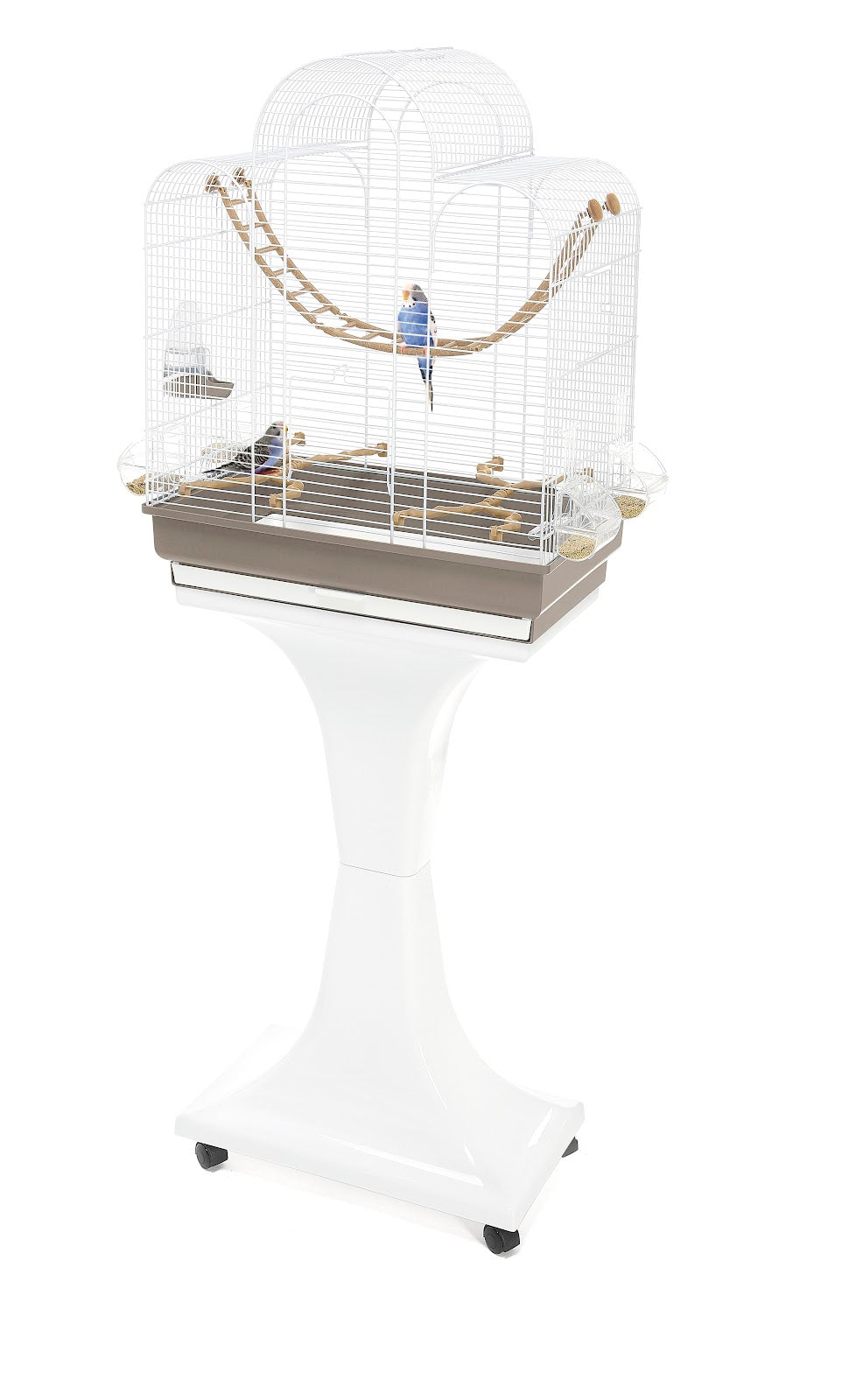 Cage pour oiseaux Fiona Deluxe sur roulettes pour serin, conure et perruche, blanche