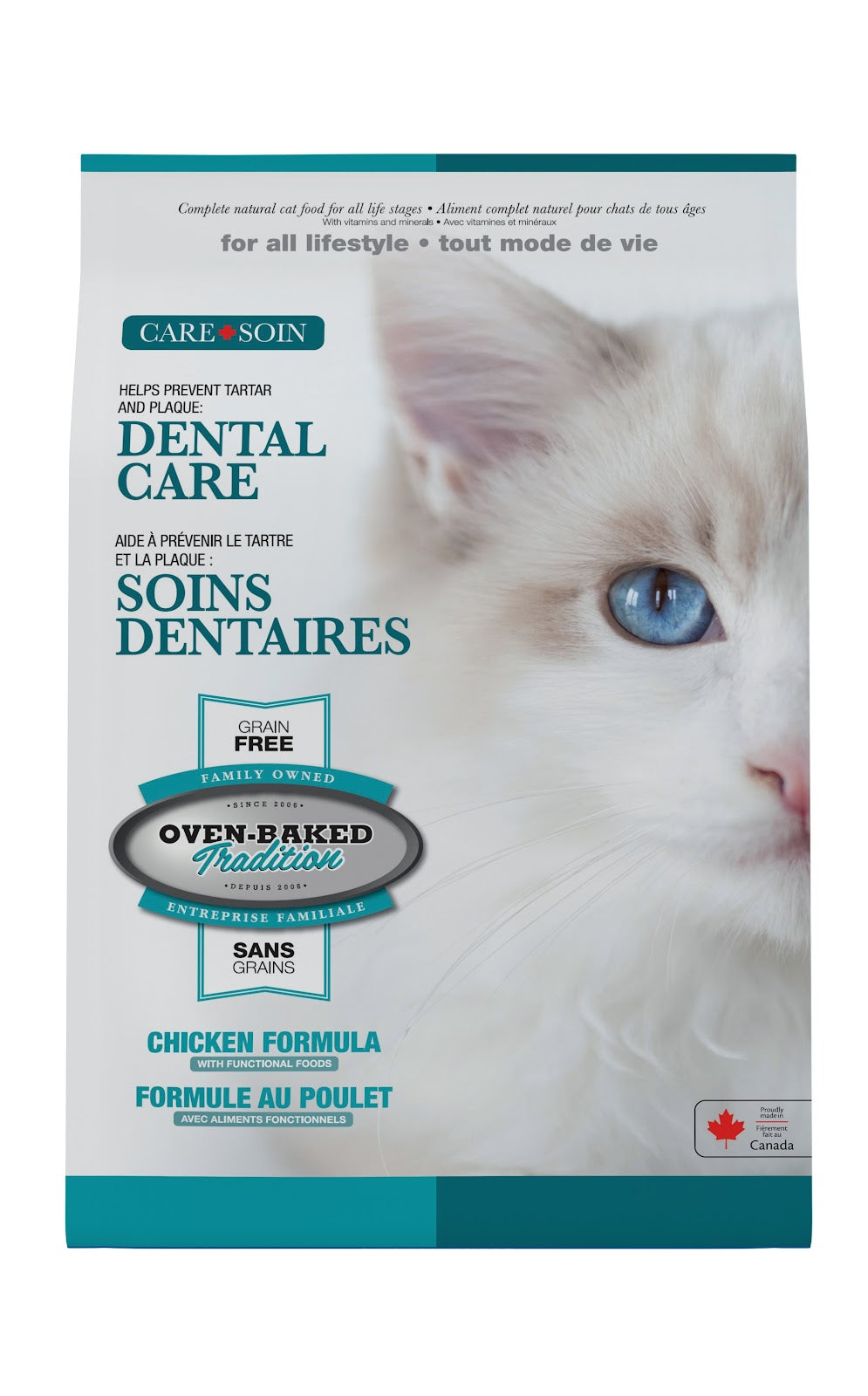 Nourriture sèche sans grains soins dentaires pour chat