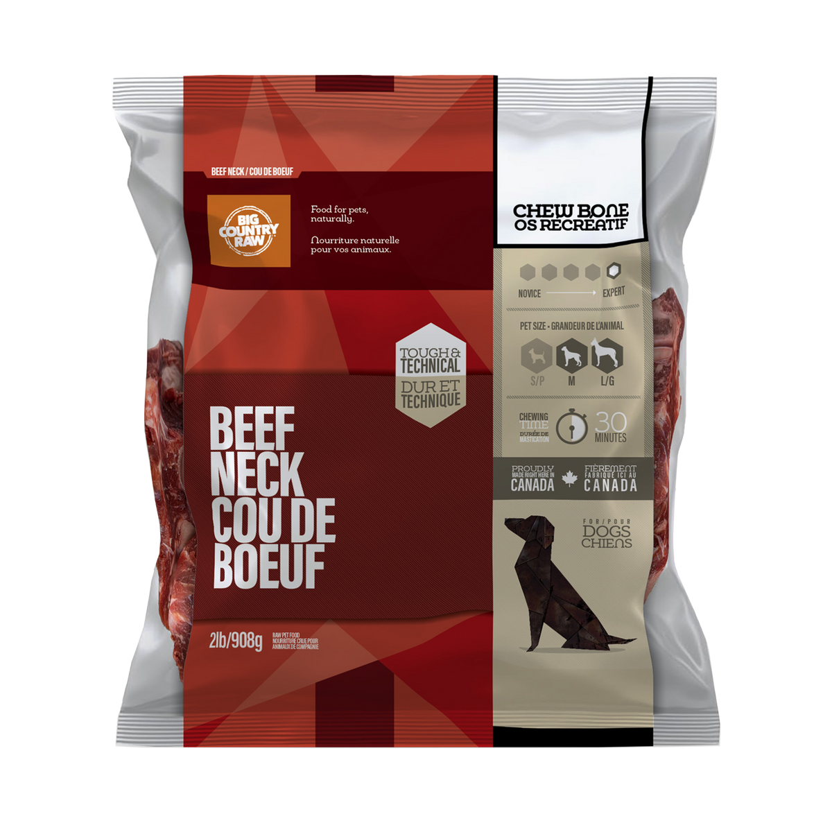 Cou de bœuf cru pour chien 2 lb