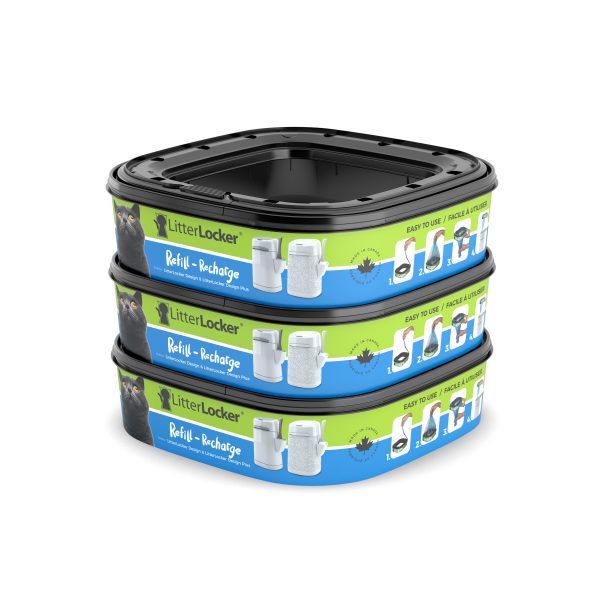 Durée 2 mois Litter Locker - cassettes de recharge de poubelle à litière pour chat