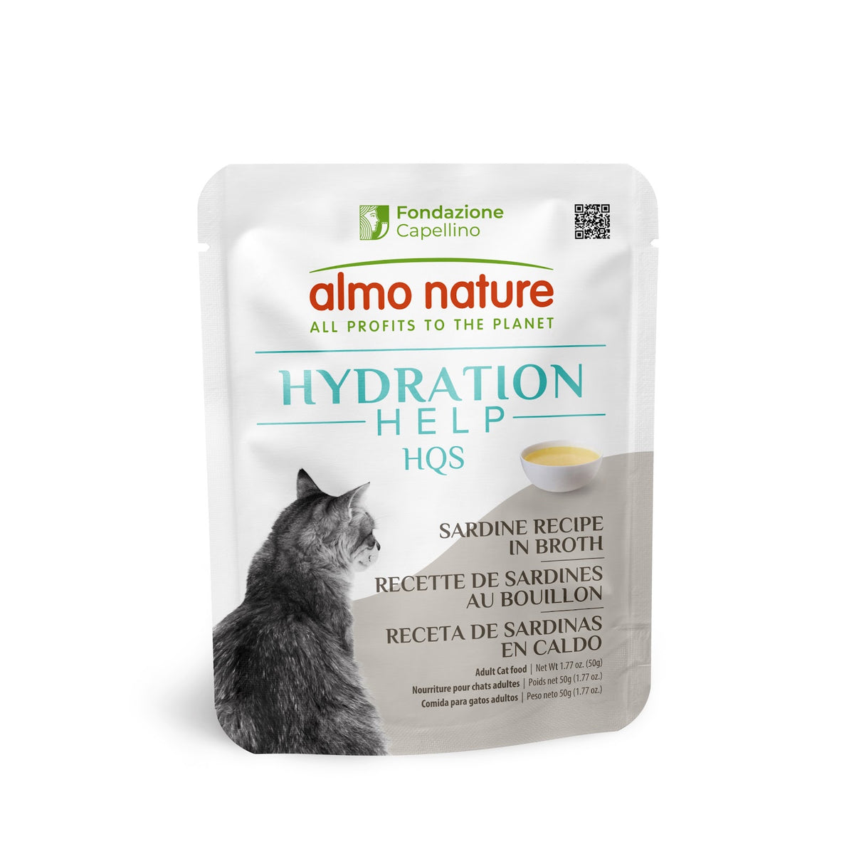 Supplément HQS Hydration Help aux sardines au bouillon pour chat 50 g