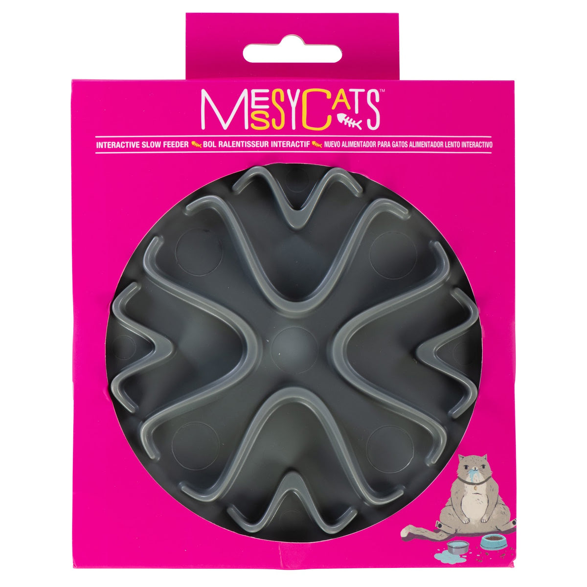 Bol ralentisseur à ventouses pour chat, petit 6 po, gris pâle